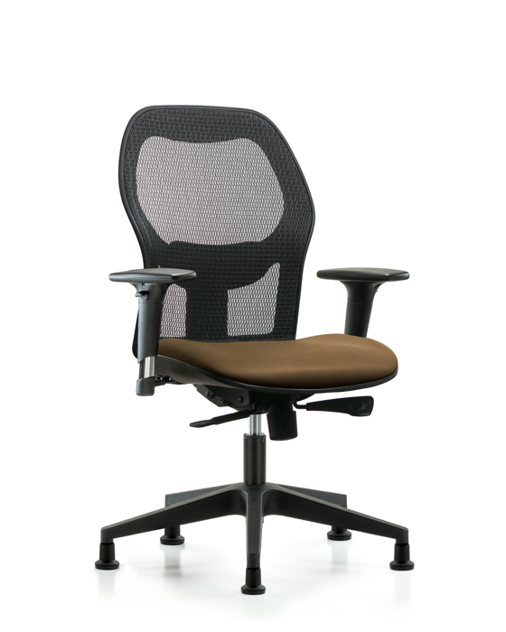 Blue Ridge Ergonomics EXE-VMDHCH-RG-H0-A1-RG-8809 Executive Windova Mesh Back Chair with Standard Adjustable Arms, Taupe Supernova™ Seat, & Stationary Glides