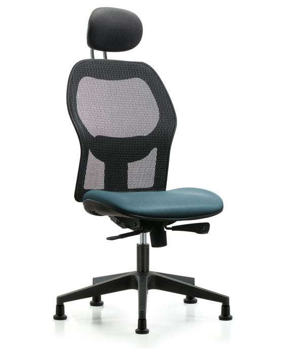 Blue Ridge Ergonomics EXE-VMDHCH-RG-H1-A0-RG-8822 Executive Windova Mesh Back Chair with Storm Supernova™ Seat, Head Rest, & Stationary Glides