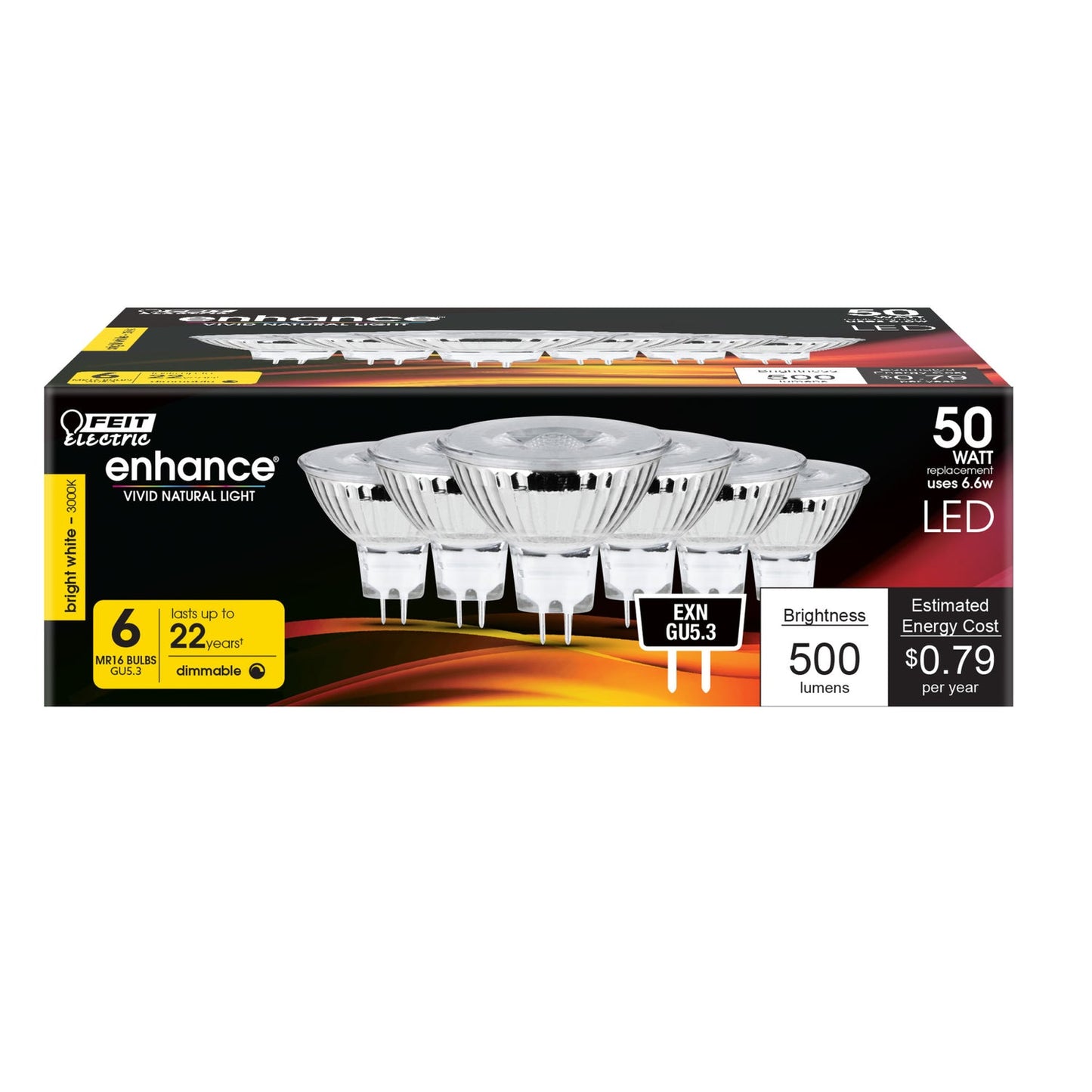Feit Electric EXN/930CA/6 50W Replacement MR16 Bright White Reflector LED (6-Pack Box)