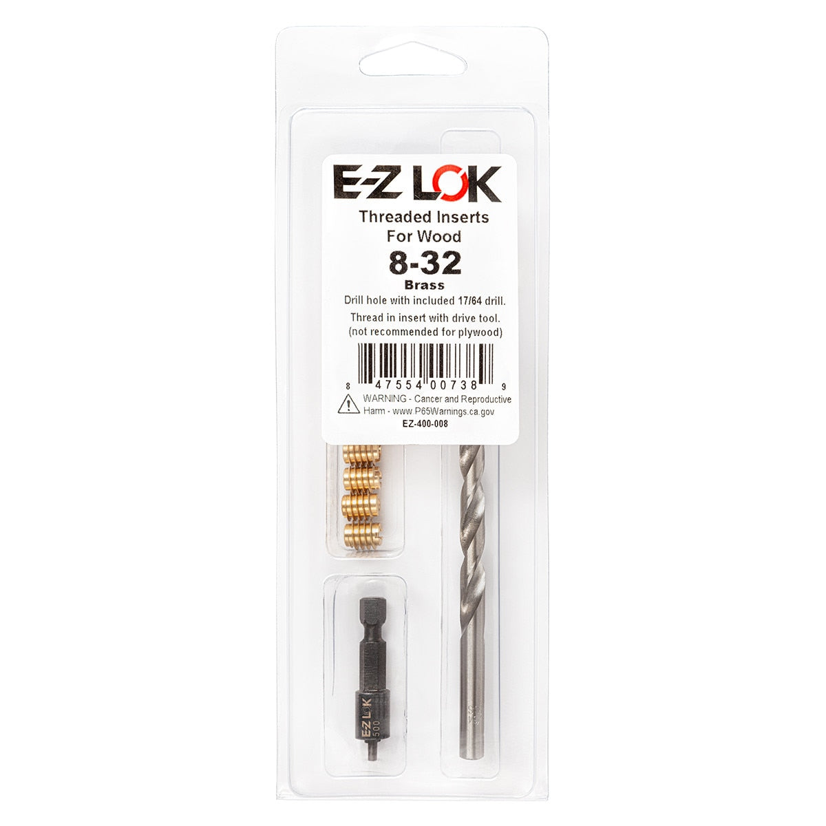 E-Z Knife™ Threaded Insert Installation Kit for Hard Wood - Brass - 8-32