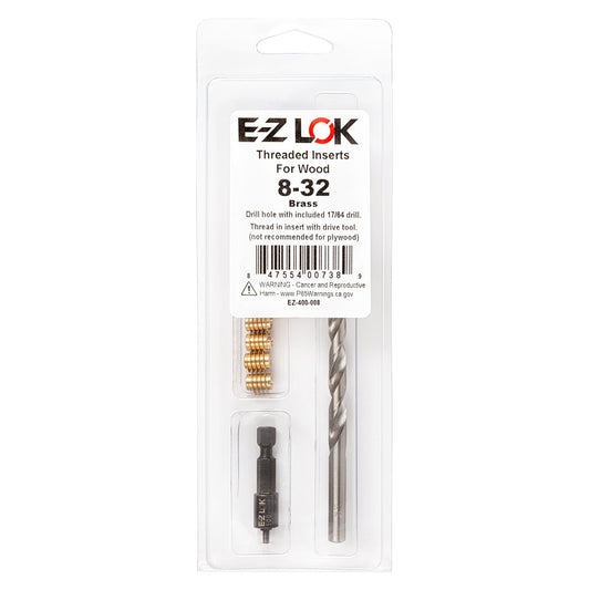 E-Z Knife™ Threaded Insert Installation Kit for Hard Wood - Brass - 8-32