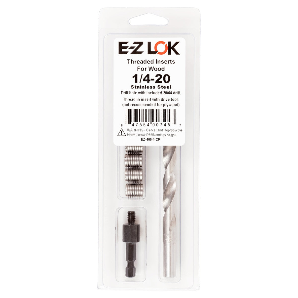 E-Z Knife™ Threaded Insert Installation Kit for Hard Wood - Stainless - 1/4-20