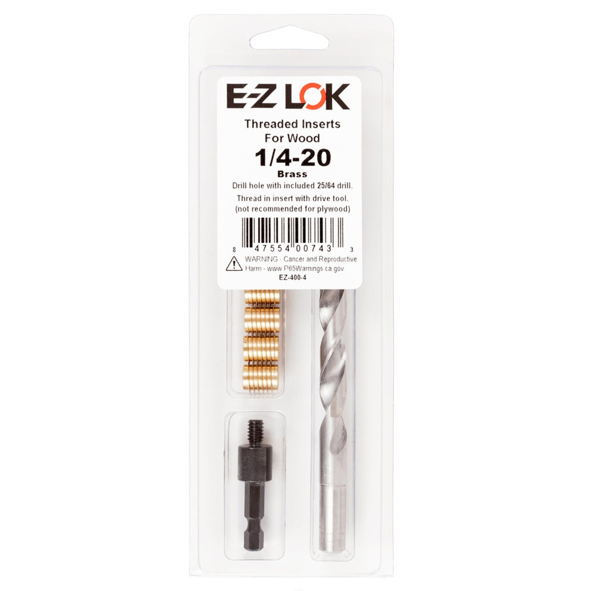 E-Z Knife™ Threaded Insert Installation Kit for Hard Wood - Brass - 1/4-20