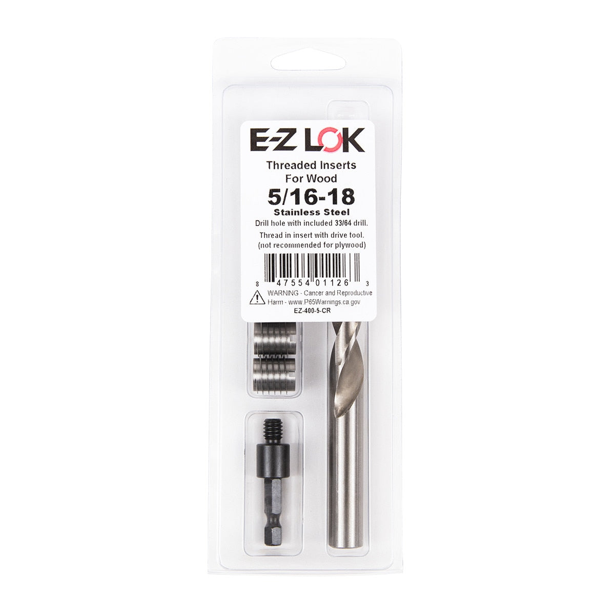 E-Z Knife™ Threaded Insert Installation Kit for Hard Wood - Stainless - 5/16-18