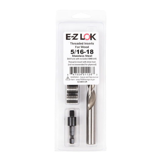 E-Z Knife™ Threaded Insert Installation Kit for Hard Wood - Stainless - 5/16-18