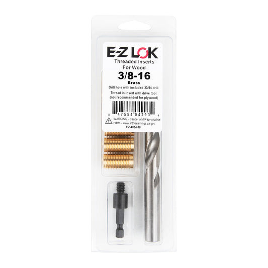 E-Z Knife™ Threaded Insert Installation Kit for Hard Wood - Brass - 3/8-16 - 1.00" Length