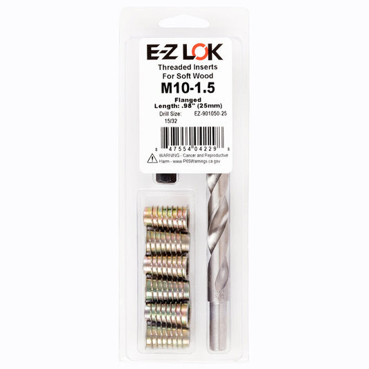 E-Z Hex™ Threaded Insert Installation Kit for Soft Wood - Flanged - M10-1.5 x 25mm