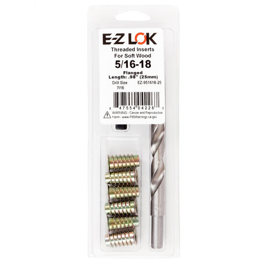 E-Z Hex™ Threaded Insert Installation Kit for Soft Wood - Flanged - 5/16-18 x 25mm