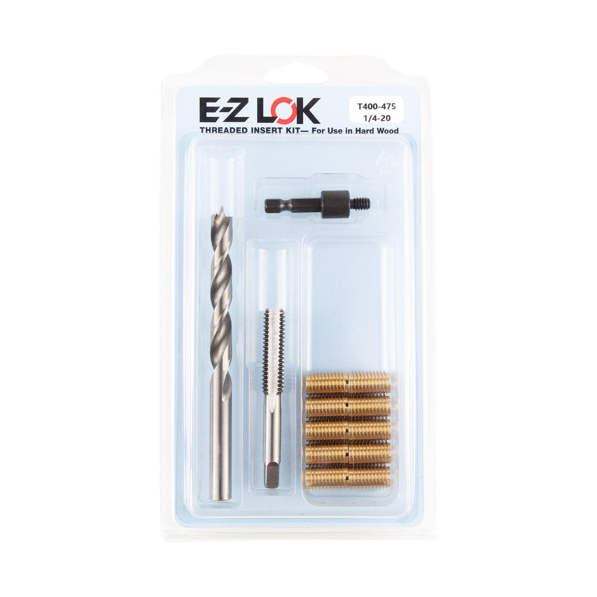 E-Z Knife™ Threaded Insert Installation Kit with Tap for Hard Wood - Brass - 1/4-20 - 0.75" Length