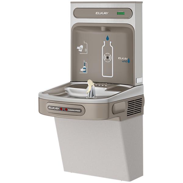 Elkay EZO8WSLK ezH2O® Bottle Filling Station with Single ADA Cooler Hands Free Activation Non-Filtered Refrigerated Light Gray