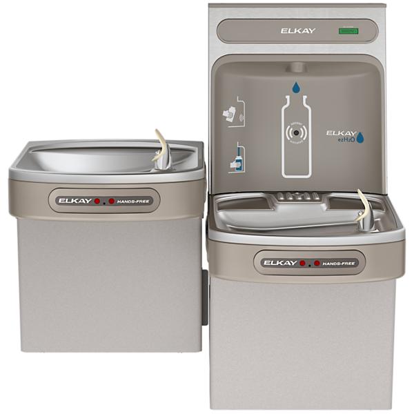 Elkay EZOOTL8WSLK ezH2O® Bottle Filling Station with Bi-Level ADA Cooler Dual Hands Free Activation Non-Filtered Refrigerated Light Gray