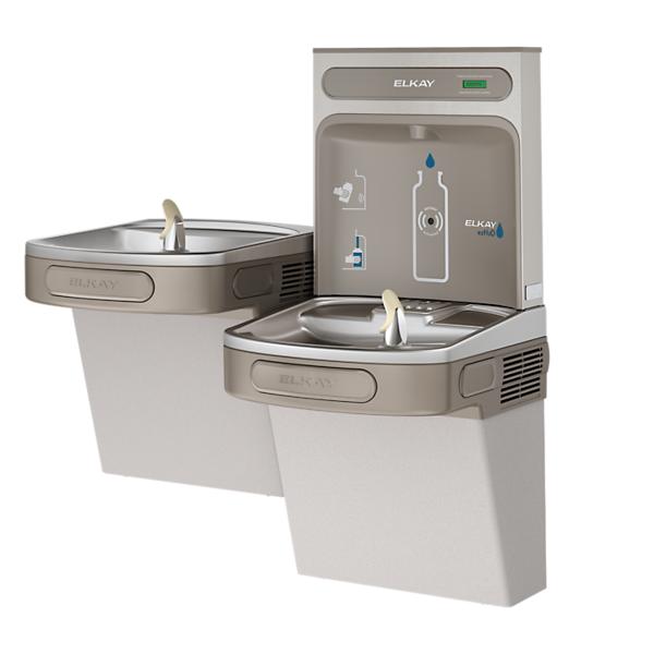 Elkay EZSTL8WSLK ezH2O® Bottle Filling Station & Versatile Bi-Level ADA Cooler Non-Filtered Refrigerated Light Gray