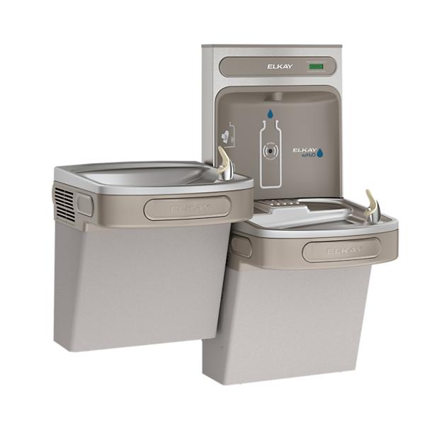 Elkay EZSTLDDWSLK ezH2O® Bottle Filling Station & Versatile Bi-Level ADA Cooler Non-Filtered Non-Refrigerated Light Gray