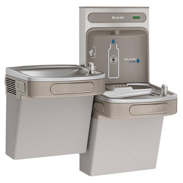 Elkay EZSTLDDWSVRLK ezH2O® Bottle Filling Station & Versatile Bi-Level ADA Vandal-Resistant Cooler Non-Filtered Non-Refrigerated Light Gray