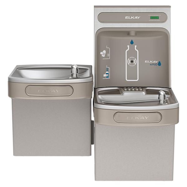 Elkay EZSTLDDWSVRLK ezH2O® Bottle Filling Station & Versatile Bi-Level ADA Vandal-Resistant Cooler Non-Filtered Non-Refrigerated Light Gray