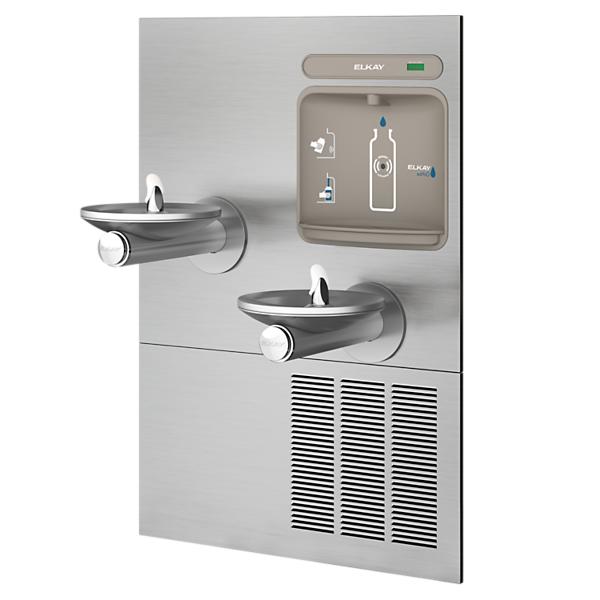 Elkay EZWS-ERPBM28K ezH2O® Bottle Filling Station with Bi-Level Integral SwirlFlo® Fountain Refrigerated Non-Filtered Refrigerated Stainless