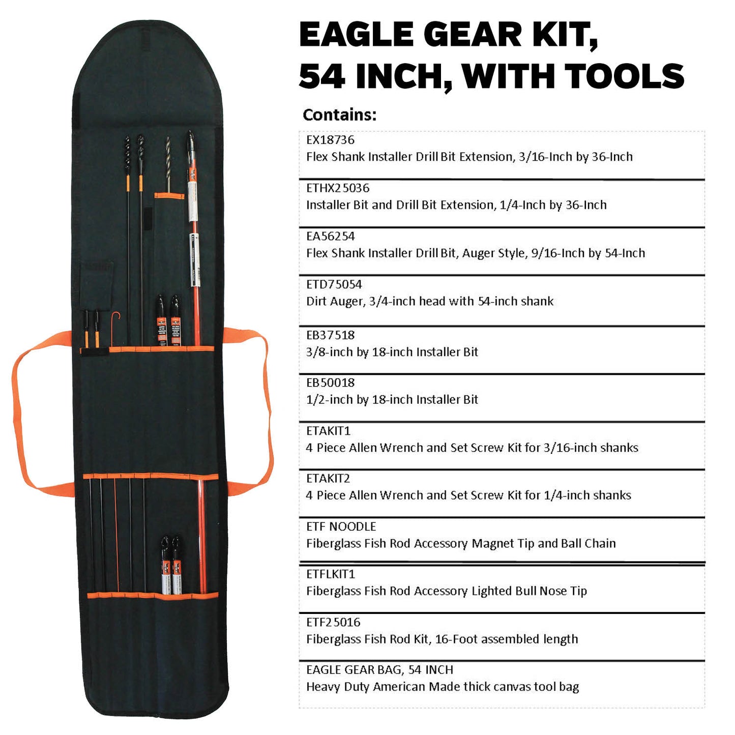 Eagle Tool Eagle Gear Kit, 54 inch Eagle Gear Kit, 54 in (with tools)