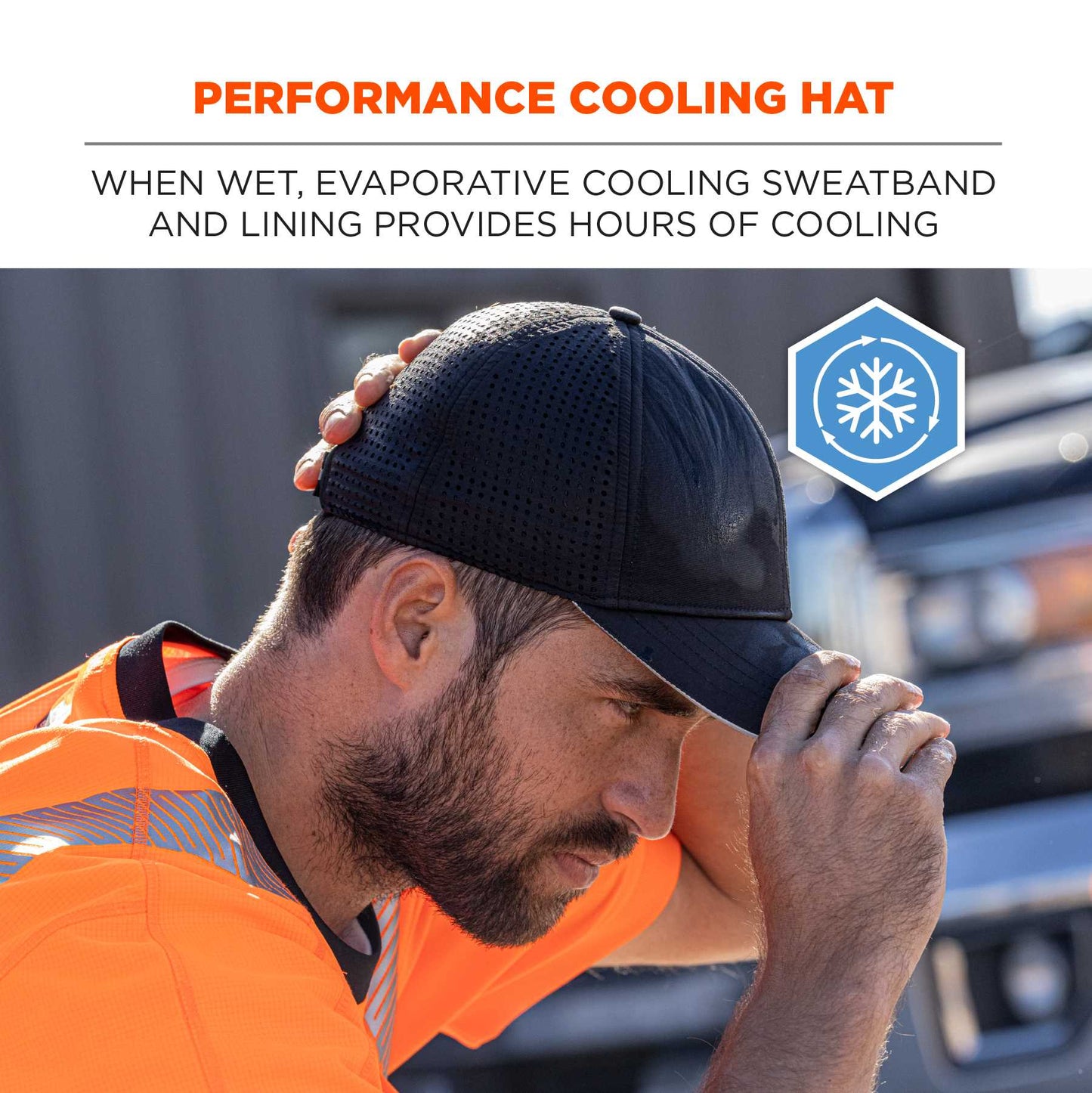 Ergodyne 12604 Chill-Its 8937 Performance Cooling Baseball Hat  (Black)