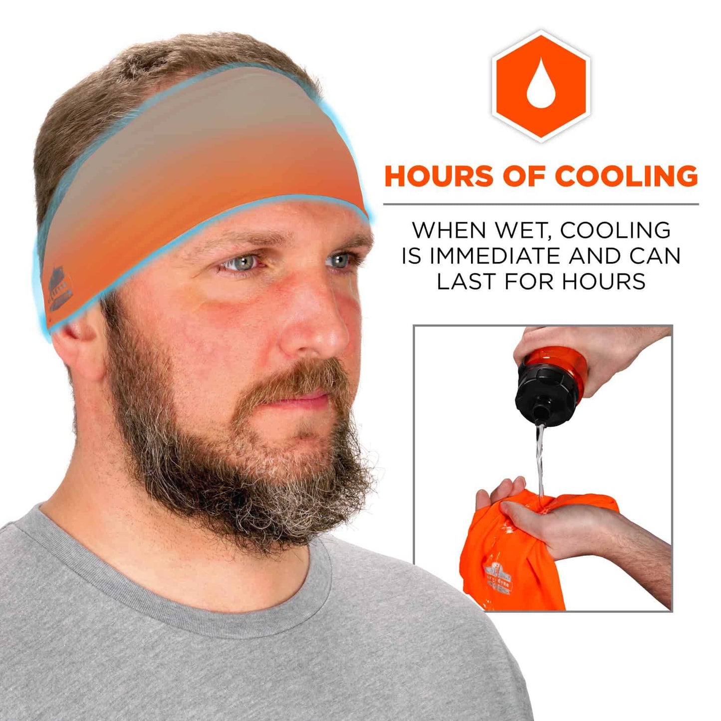 Ergodyne 12704 Chill-Its 6634 Cooling Headband - Performance Knit  (Orange)