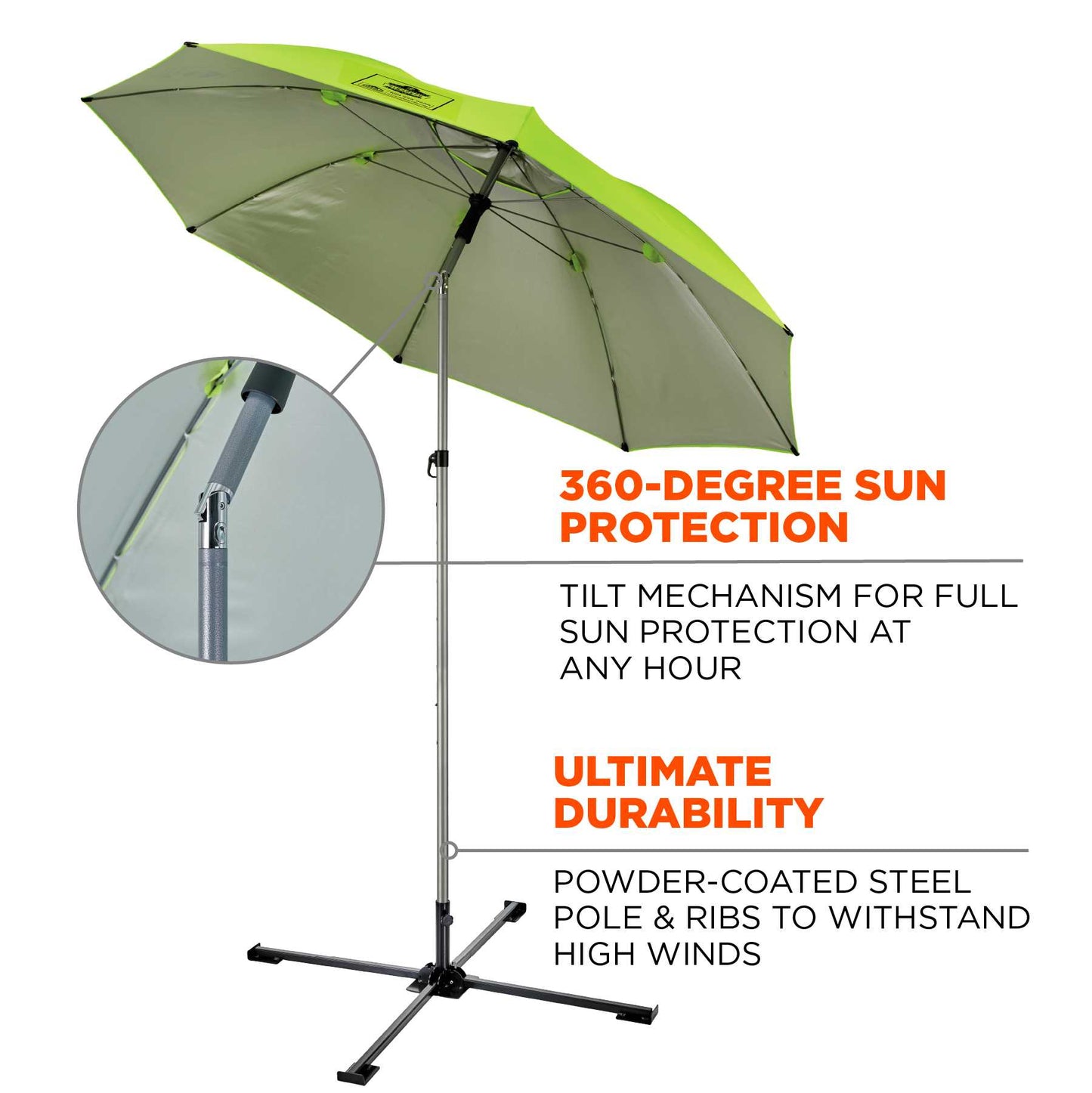 Ergodyne 12969 SHAX 6199 Lightweight Work Umbrella and Stand Kit  (Lime)