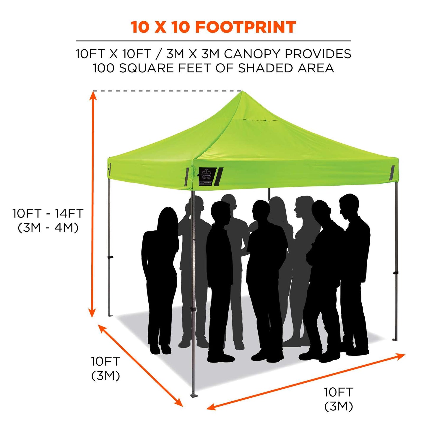 Ergodyne 12976 SHAX 6053 Enclosed Pop-Up Tent Kit - Includes 1 Tent and 4 Sidewalls - 10ft x 10ft  (Lime)