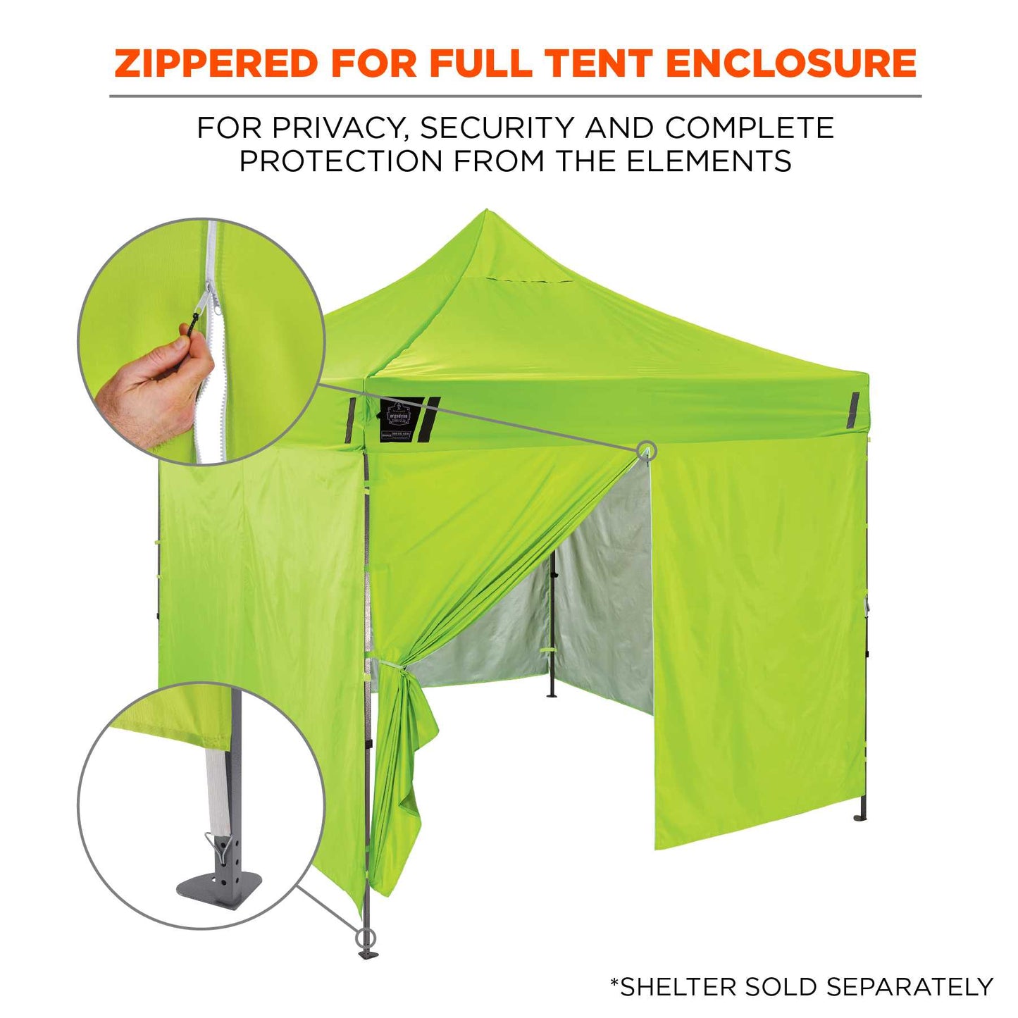 Ergodyne 12978 SHAX 6096 Pop-Up Tent Sidewall with Zipper - 10ft x 10ft  (Lime)