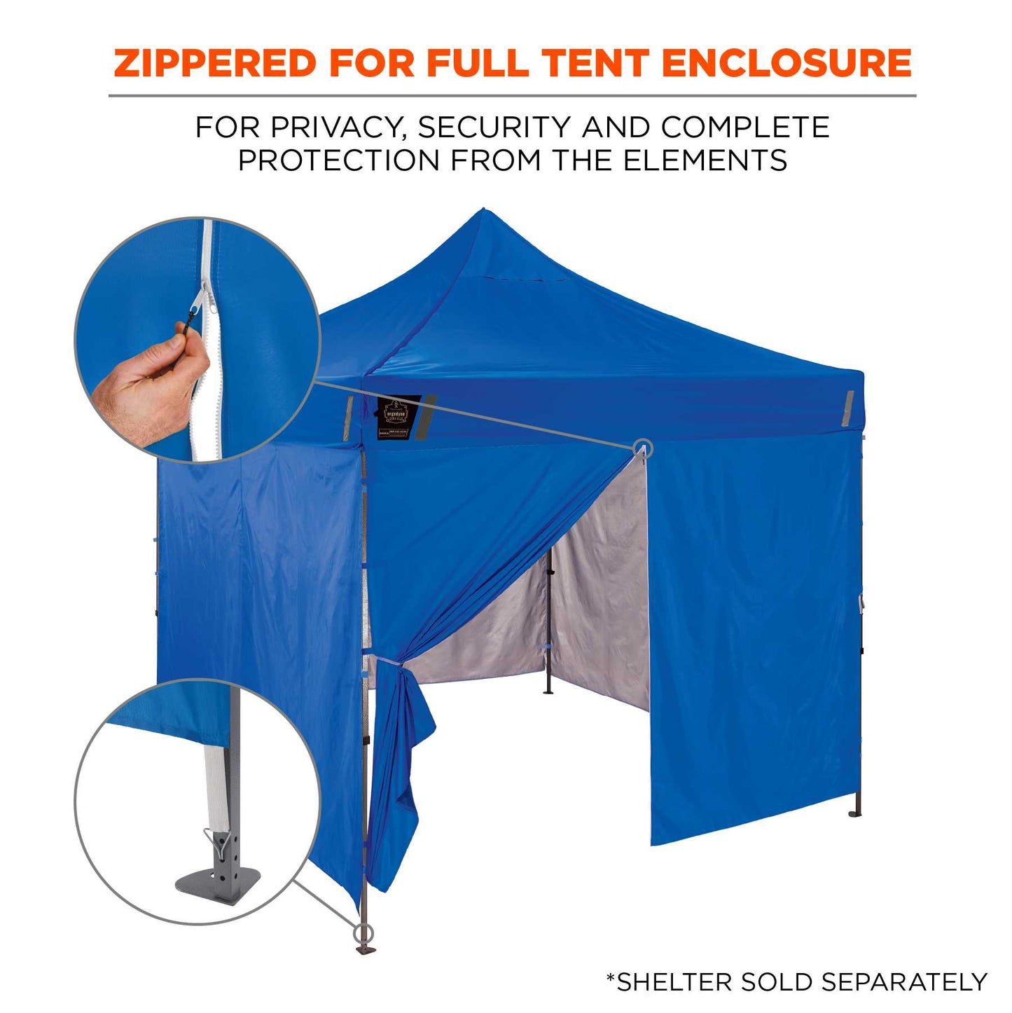 Ergodyne 12979 SHAX 6096 Pop-Up Tent Sidewall with Zipper - 10ft x 10ft  (Blue)