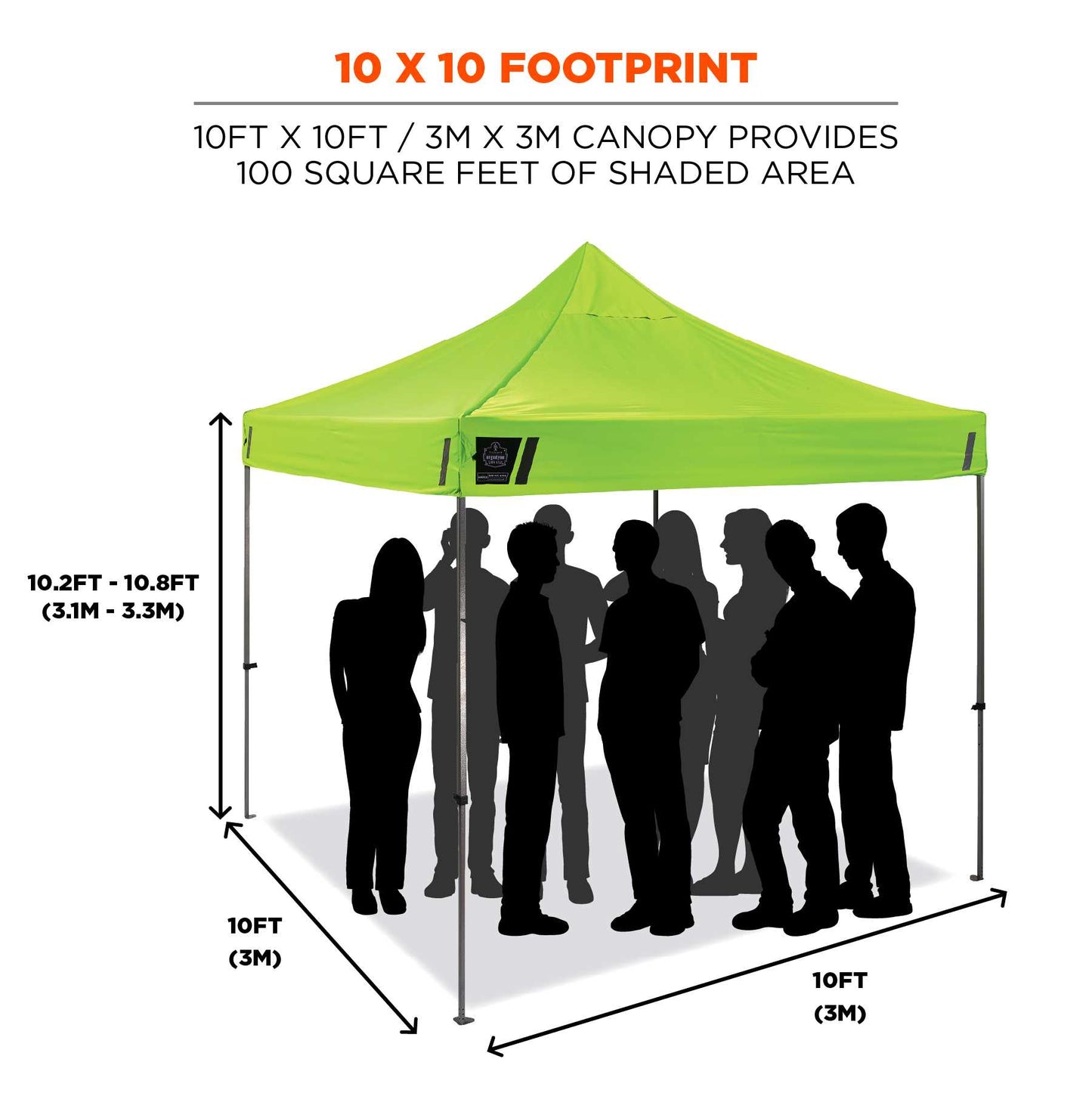 Ergodyne 12983 SHAX 6052 Heavy-Duty Pop-Up Tent Kit + Mesh Windows - 10ft x 10ft Single (Lime)