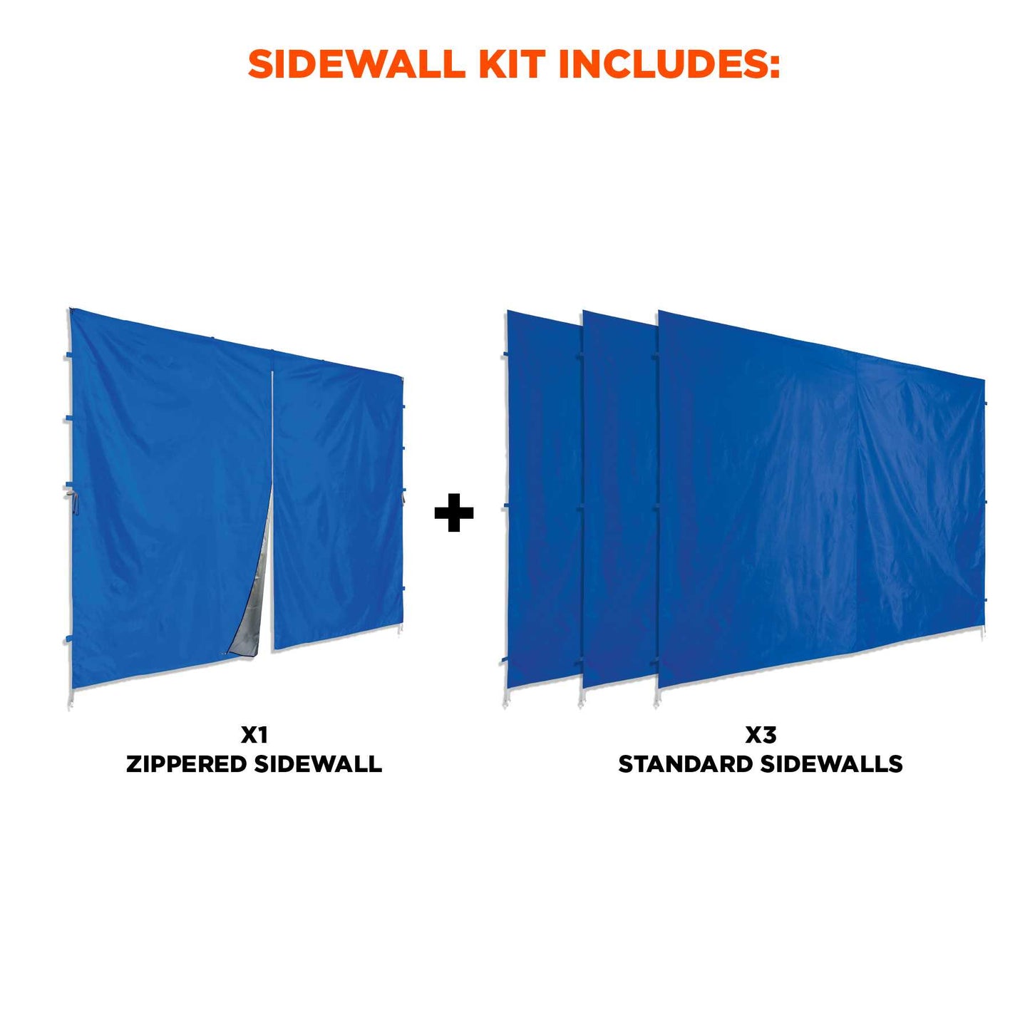 Ergodyne 12985 SHAX 6054 Pop-Up Tent Sidewall Kit - Includes 4 Walls - 10ft x 10ft  (Blue)