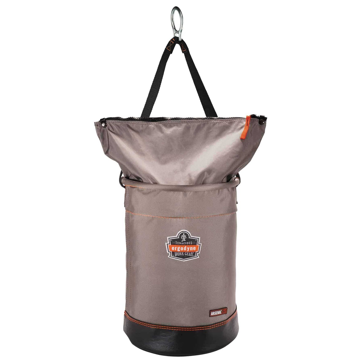 Ergodyne 15973 Arsenal 5973 Large Nylon Hoist Bucket Tool Bag - D-Rings, Zipper Top L (Gray)