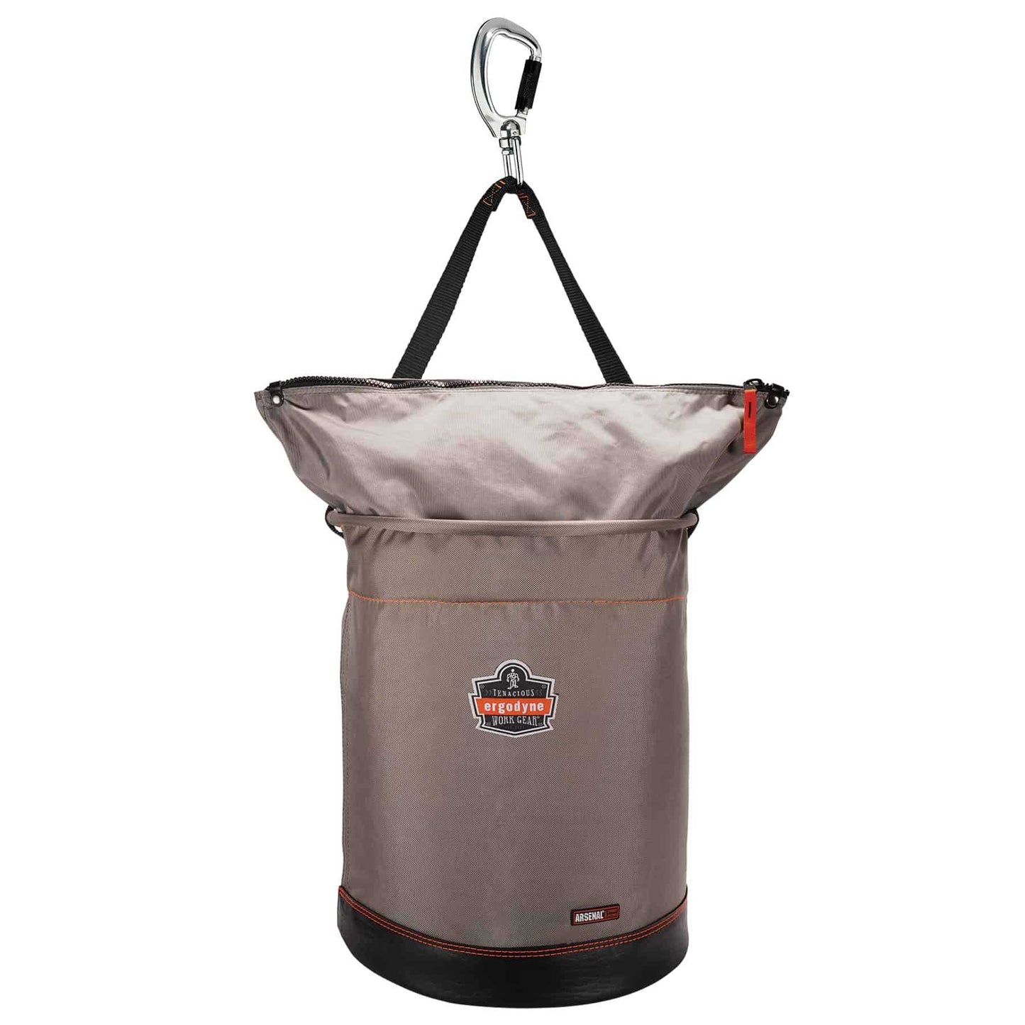 Ergodyne 15976 Arsenal 5976 XL Nylon Hoist Bucket Tool Bag - Swiveling Carabiner, Zipper Top XL (Gray)