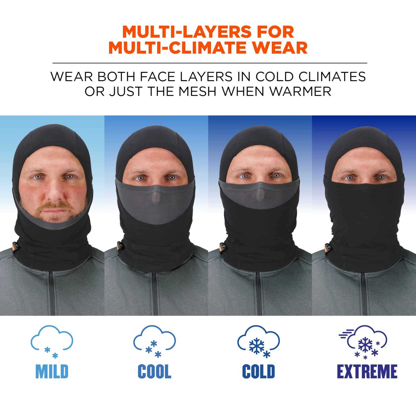 Ergodyne 16844 N-Ferno 6844 Dual-Layer Balaclava Face Mask  (Black)