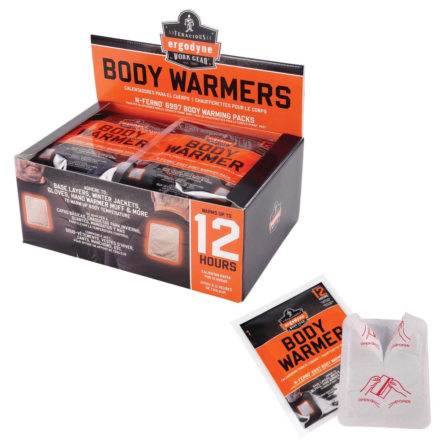 Ergodyne 16997 N-Ferno 6997 Adhesive Body Warmers - Air Activated Heat Pad  (White)