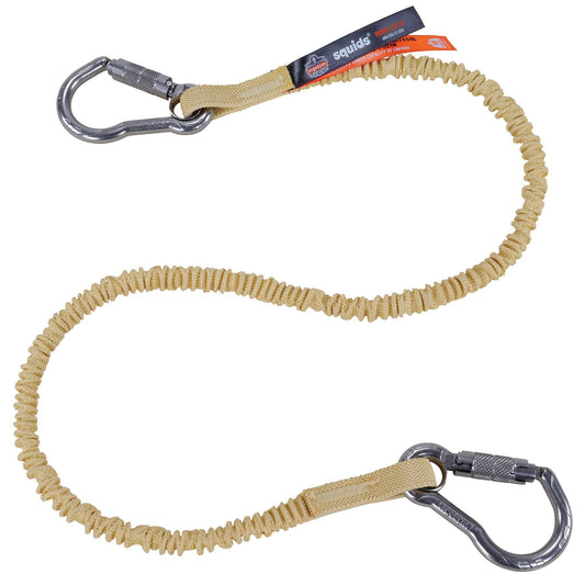 Ergodyne 19721 Squids 3121 Burn and Cut-Resistant Aramid Tool Lanyard - Dual Carabiners - 10lbs Standard (Yellow)