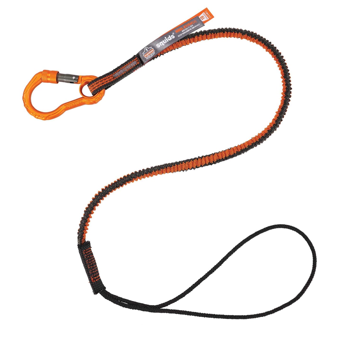 Ergodyne 19804 Squids 3104F(x) Tool Lanyard - Carabiner and Choke Loop - 10lbs Standard (Orange and Gray)