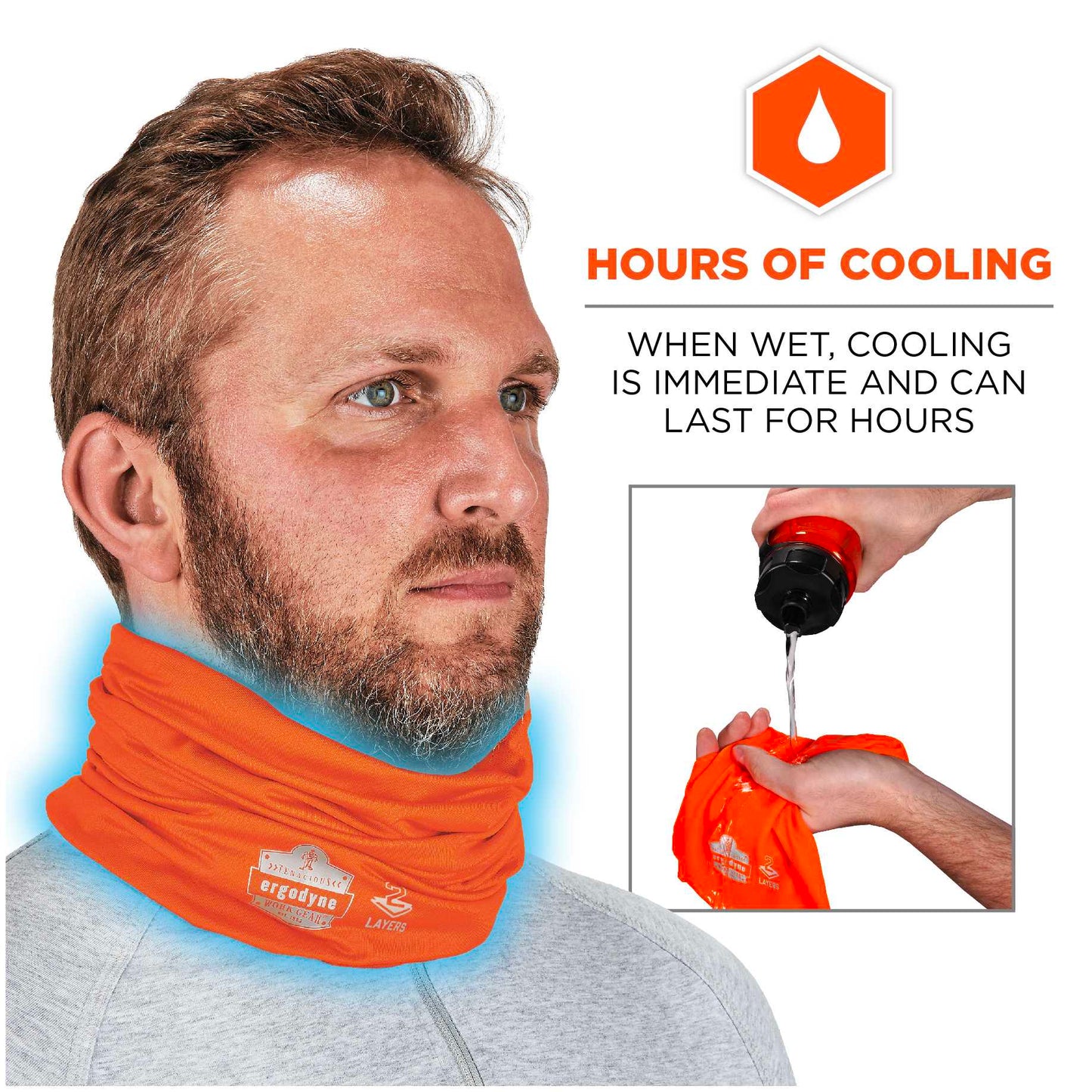 Ergodyne 42146 Chill-Its 6489 2-Layer Cooling Multi-Band - Performance Knit S/M (Hi-Vis Orange)