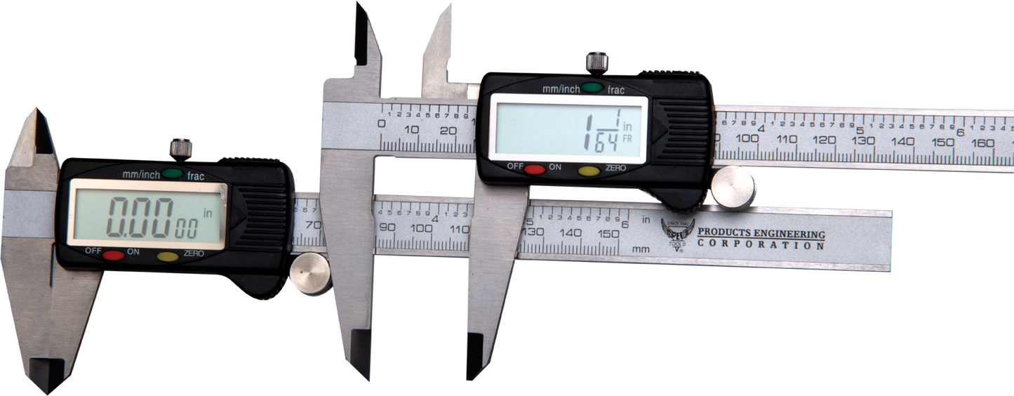 PEC Tools 8000-F12 12″ 3-Way Reading Fractional Electronic Caliper