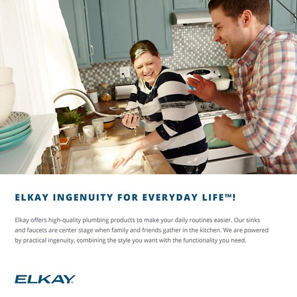 Elkay ELUH1212PD Lustertone® Classic Stainless Steel 14-1/2" x 14-1/2" x 7" Single Bowl Undermount Sink with Perfect Drain®