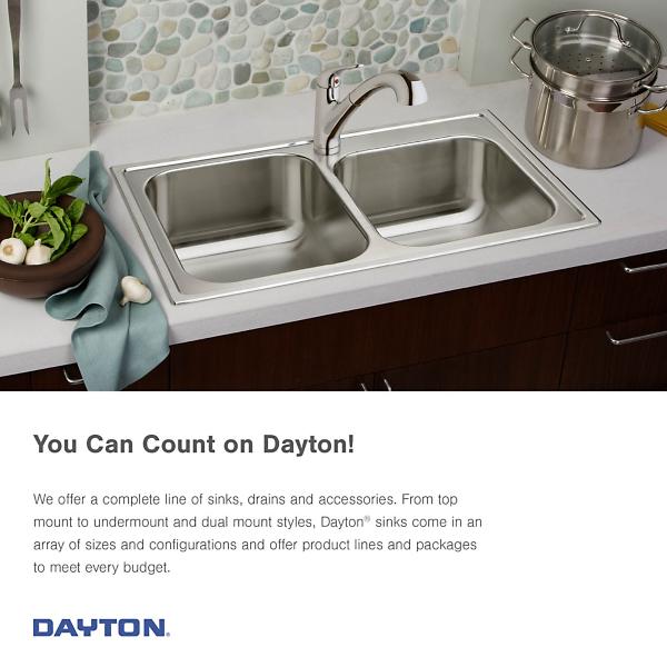 Elkay DSE23322 Dayton® Stainless Steel 33" x 22" x 8-1/16" Equal Double Bowl Drop-in Sink