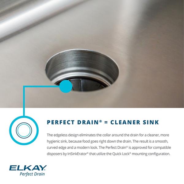 Elkay ELUHAD211550PD Lustertone® Classic Stainless Steel 23-1/2" x 18-1/4" x 4-7/8" Single Bowl Undermount ADA Sink w/Perfect Drain®