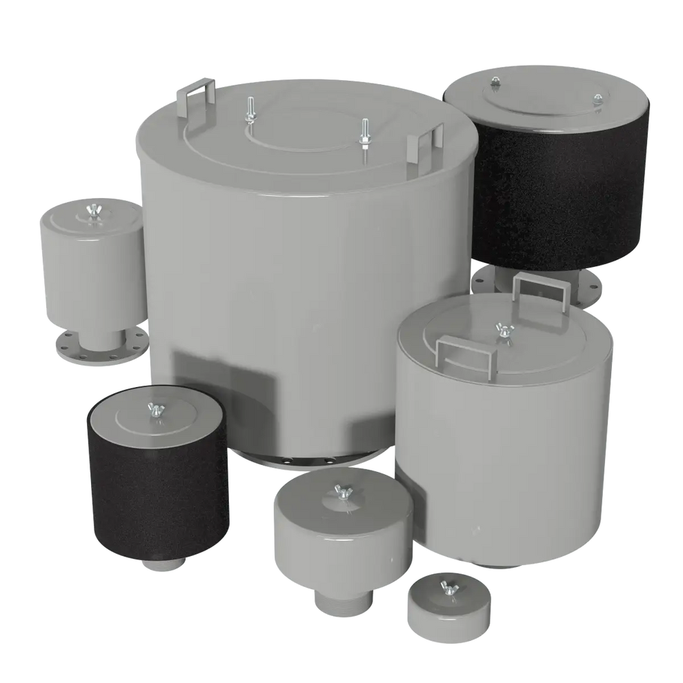 Solberg F-275P-500F Inlet Filter Silencer with Flanged Connection, 5" ANSI Flange, Polyester Element, 500 SCFM, 5 Micron