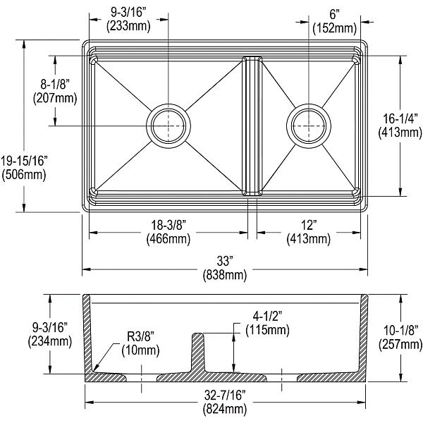 Elkay F23320CBWHC Fireclay 33" x 19-15/16" x 9-1/8" Double Bowl Farmhouse Workstation Sink Kit with Aqua Divide White