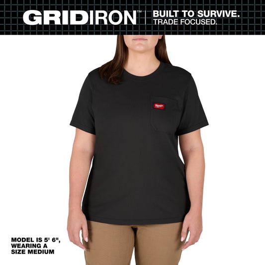 Milwaukee Tool F451B-S Women's GRIDIRON Pocket T-Shirt - Short Sleeve Black (Small), 1 EA