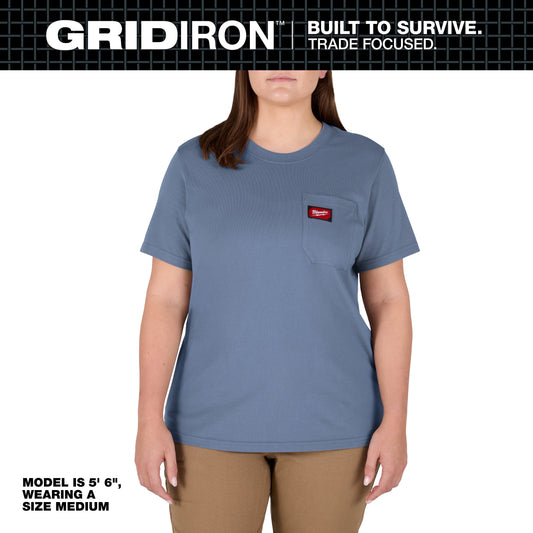 Milwaukee Tool F451U-XS Women's GRIDIRON Pocket T-Shirt - Short Sleeve Blue (XS), 1 EA