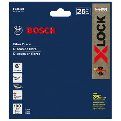 Bosch FBX6100 Fiber Discs 6" X 100 Grit 25Pk