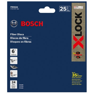 Bosch FBX624 Fiber Discs 6" X 24 Grit 25Pk