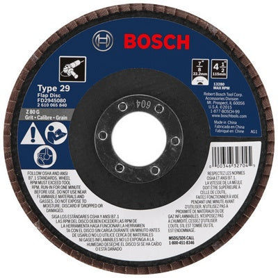 Bosch FD2945080 Flap Disc T29, 4 1/2X7/8, Z80G