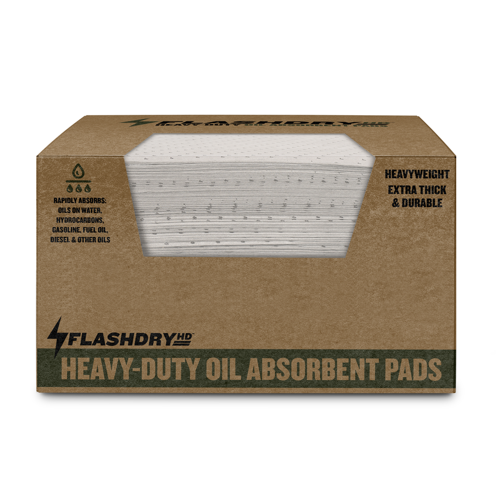 EarthSafe FDABPAD100OIL FlashDry Heavy Duty Spill Absorbent Pads for Oil 100 per Box (17.5"x13.5")