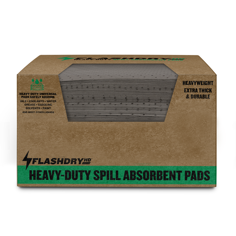 EarthSafe FDABPAD100UNIHD FlashDry Heavy-Duty All Purpose Spill Absorbent Pads 100 per Box (17.5"x13.5") - Heavy Duty 300GSM