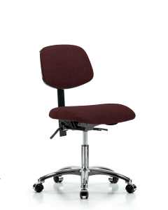 Blue Ridge Ergonomics FDHCH-CR-T0-A0-CC-F41 Rutledge Fabric Chair Chrome - Desk Height with Casters in Burgundy Fabric